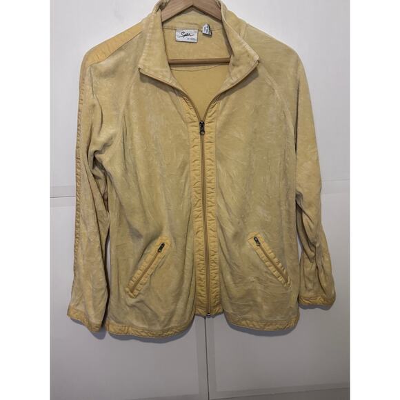 Women's Spa by Chico's Yellow Terry Jacket Size 2 (L) - Picture 1 of 6